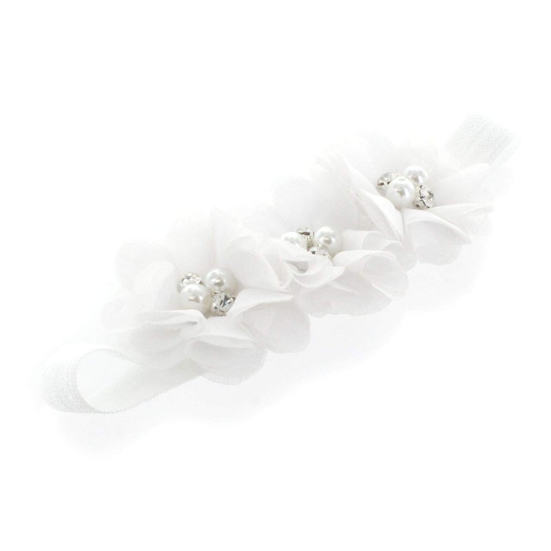 My Lello Girls Flower Headbands Toddler Fabric Beaded Trio Stretchy Elastic Pair (Royal/White) - Image 5